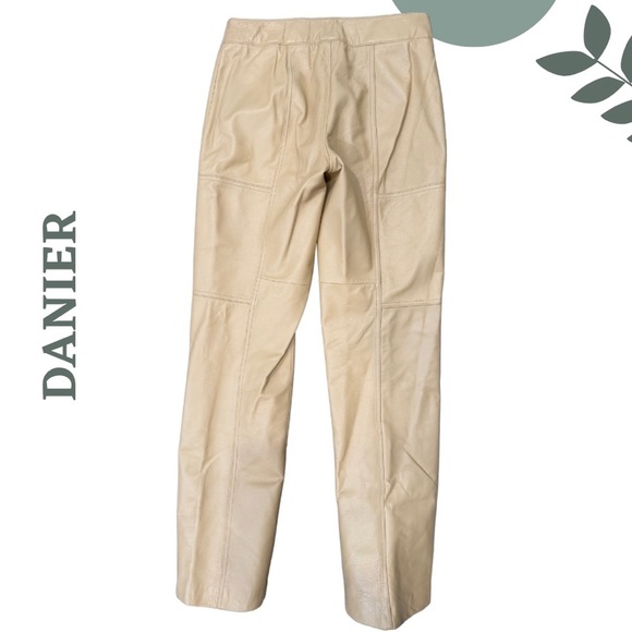 Danier Genuine Leather Pants – Beige – Lined Straight Leg Size 4 - Picture 2 of 8
